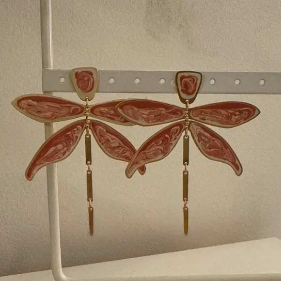 Tory Burch Pink and Gold Earrings - Picture 1 of 3